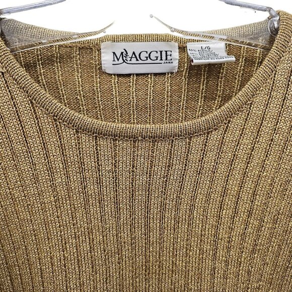 Vintage Maggie Jana Crew Neck Knit Gold 1980's Sweater in Size L - Picture 4 of 9